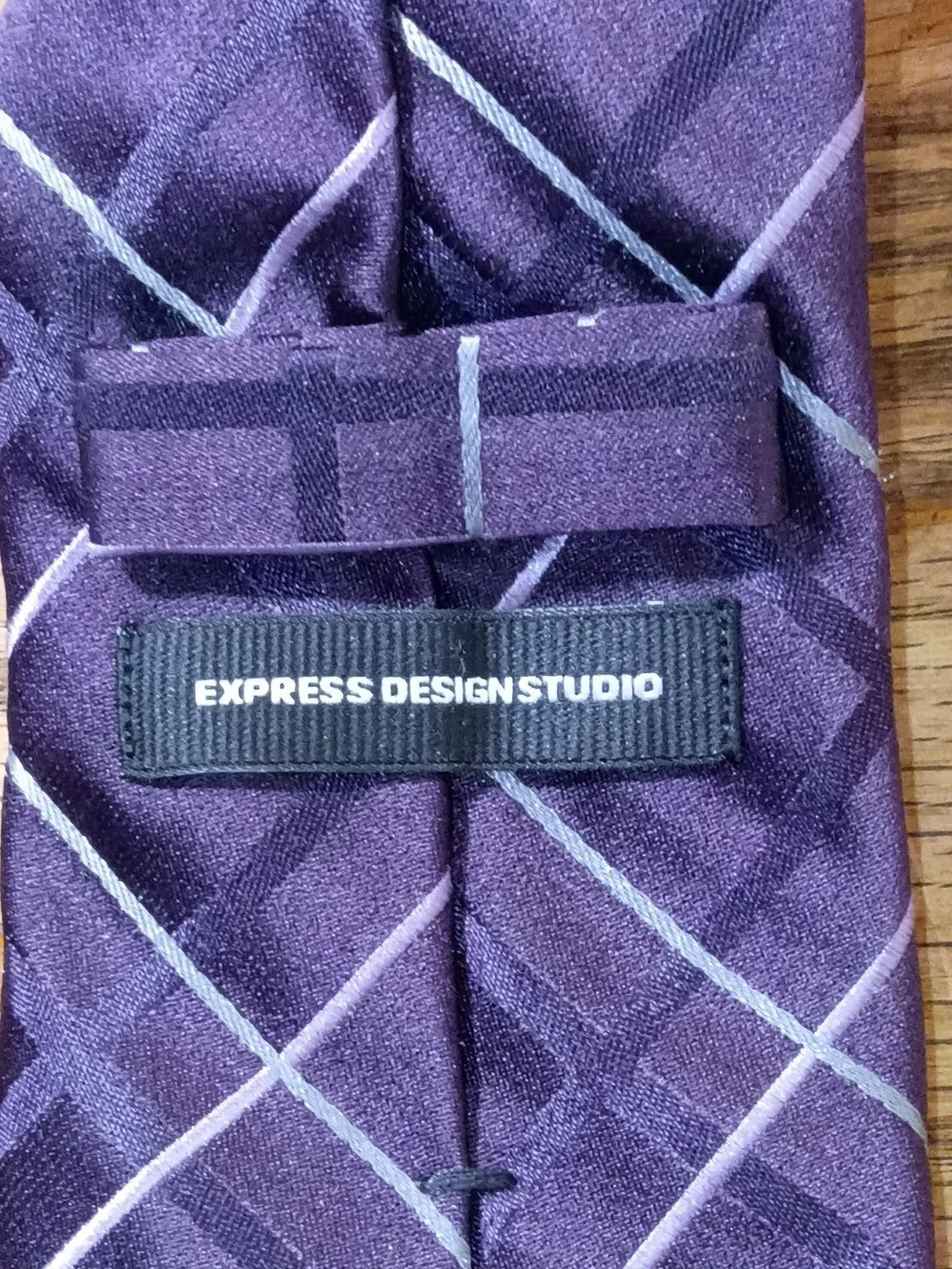 Express Purple Plaid Tie with Light Accent Lines